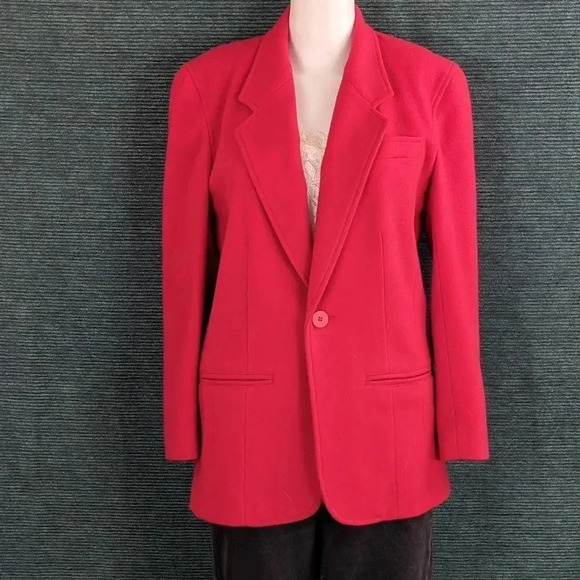 Vintage Lizwear Petites  Red Wool Blend Jacket - Picture 1 of 9